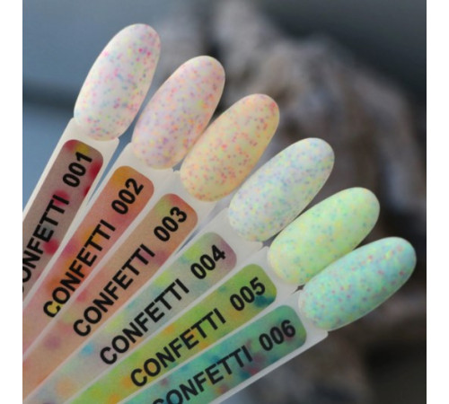 Гель-лак Komilfo Confetti Collection CN002 світло-рожевий з різнокольоровою крихтою, 8 мл