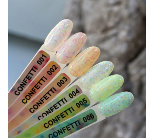 Гель-лак Komilfo Confetti Collection CN002 світло-рожевий з різнокольоровою крихтою, 8 мл