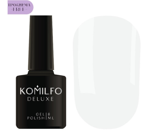 Гель-лак Komilfo Deluxe Series №D002 HEMA/TPO free, білий порцеляновий емаль, 8 мл