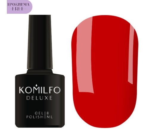 Гель-лак Komilfo Deluxe Series №D082 HEMA/TPO Free, класичний червоний емаль, 8 мл