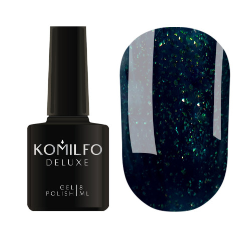Гель-лак Komilfo Deluxe Series №D156 темно-нефритовий з шимером, 8 мл