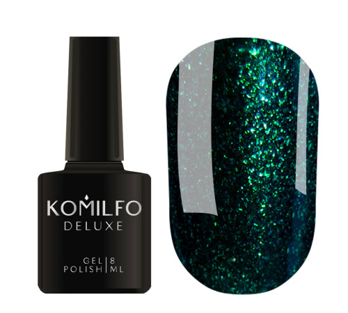 Гель-лак Komilfo Deluxe Series №D157 темно-зелений мікроблиск, 8 мл