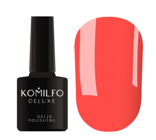 Гель-лак Komilfo Deluxe Series №D172 яскравий насичений помаранчево-кораловий неоновий, 8 мл