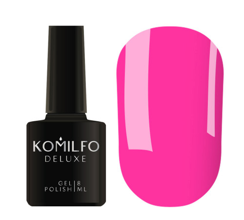 Гель-лак Komilfo Deluxe Series №D173 яскравий насичений рожевий неоновий емаль, 8 мл