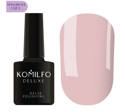 Гель-лак Komilfo Deluxe Series №D200 HEMA/TPO free, пильно-рожевий напівпрозорий для френчу, 8 мл