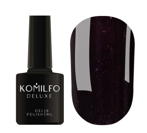 Гель-лак Komilfo Deluxe Series №D301 чорно-бордовий з мікроблиском, 8 мл
