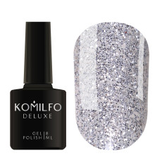 Гель-лак Komilfo DeLuxe Series №G004 темне срібло з блискітками, 8 мл