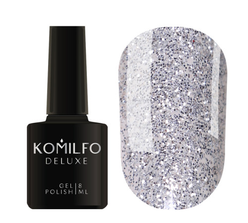 Гель-лак Komilfo DeLuxe Series №G004 темне срібло з блискітками, 8 мл