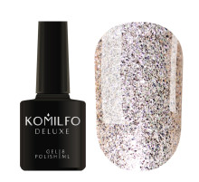 Gel polish Komilfo DeLuxe Series #G005 saturated light golden glitter with pink iridescence, 8 ml