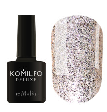 Гель-лак Komilfo DeLuxe Series №G005 насичені світло-золотисті блискітки з рожевим переливом, 8 мл
