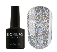 Gel polish Komilfo DeLuxe Series #G007 small saturated silver holographic glitters, 8 ml