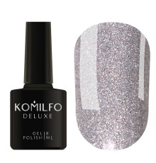Гель-лак Komilfo DeLuxe Series №G008 срібний з голографічними блискітками, 8 мл