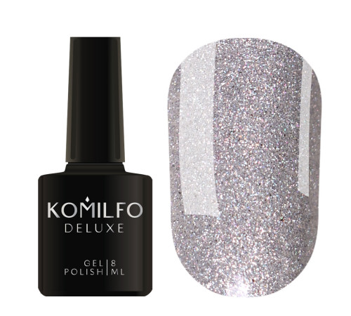 Гель-лак Komilfo DeLuxe Series №G008 серебряный с голографическими блестками, 8 мл