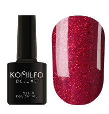 Гель-лак Komilfo DeLuxe Series №G014 темно-красный с насыщенными мелкими блестками 8 мл