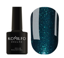 Гель-лак Komilfo DeLuxe Series №G019 темний смарагд з насиченими дрібними блискітками, 8 мл