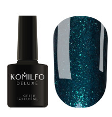 Gel polish Komilfo DeLuxe Series No. G019 dark emerald with saturated small sparkles, 8 ml