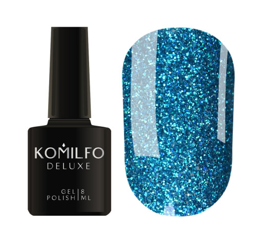 Гель-лак Komilfo DeLuxe Series №G020 бірюзовий мікроблиск, 8 мл