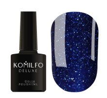 Gel polish Komilfo DeLuxe Series #G021 blue with silver sparkles, 8 ml