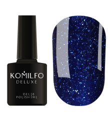 Gel polish Komilfo DeLuxe Series #G021 blue with silver sparkles, 8 ml