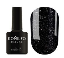 Гель-лак Komilfo DeLuxe Series №G023 чорний сріблястий мікроблиск, 8 мл