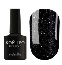 Гель-лак Komilfo DeLuxe Series №G023 чорний сріблястий мікроблиск, 8 мл