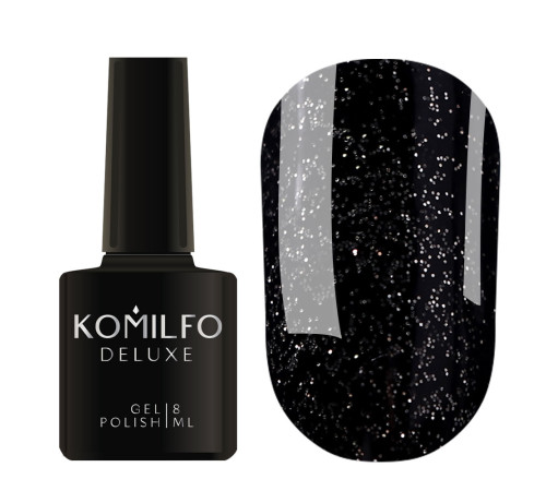 Гель-лак Komilfo DeLuxe Series №G023 чорний сріблястий мікроблиск, 8 мл