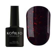 Гель-лак Komilfo DeLuxe Series №G024 чорний з червоними блискітками, 8 мл