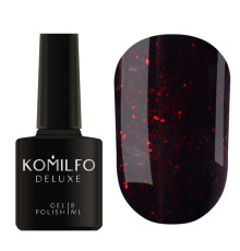Гель-лак Komilfo DeLuxe Series №G024 чорний з червоними блискітками, 8 мл