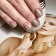 Gel polish Komilfo DeLuxe Series #G025 beige with holographic glitter, 8 ml