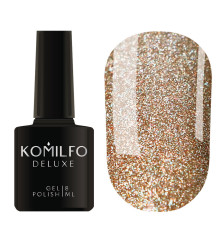Гель-лак Komilfo DeLuxe Series №G025 бежевий з голографічними блискітками, 8 мл
