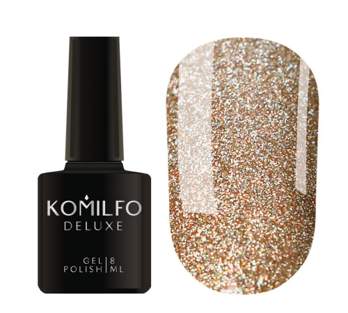 Gel polish Komilfo DeLuxe Series #G025 beige with holographic glitter, 8 ml