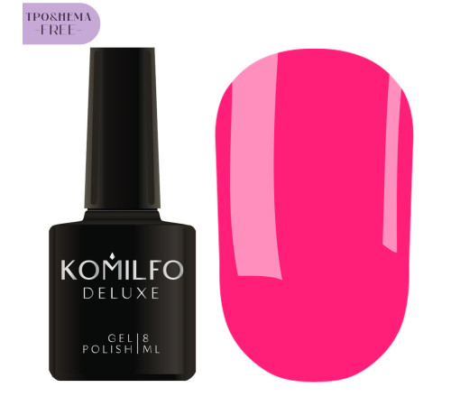 Gel polish Komilfo NEON Collection №N002 HEMA/TPO free, bright pink neon, 8 ml