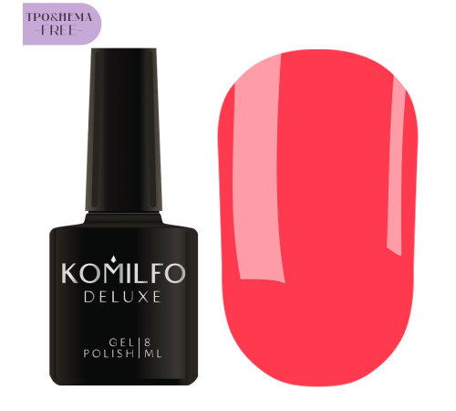 Гель-лак Komilfo NEON Collection №N007 HEMA/TPO free, кораловий неоновий, 8 мл