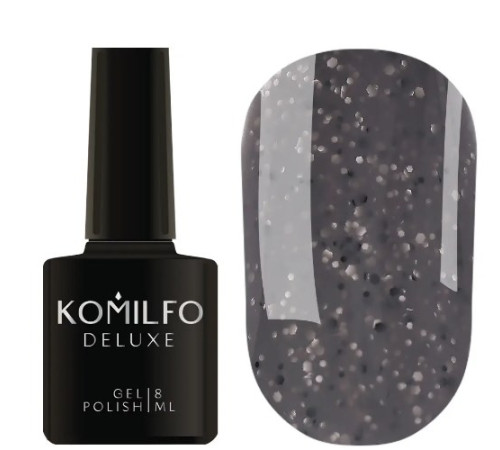 Гель-лак Komilfo Stone Collection ST002 темно-сірий з крихтою, 8 мл