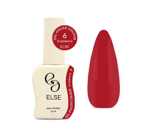 Гель-лак для нігтів Else Colour №006 Cranberry, насичений червоний, 12 мл