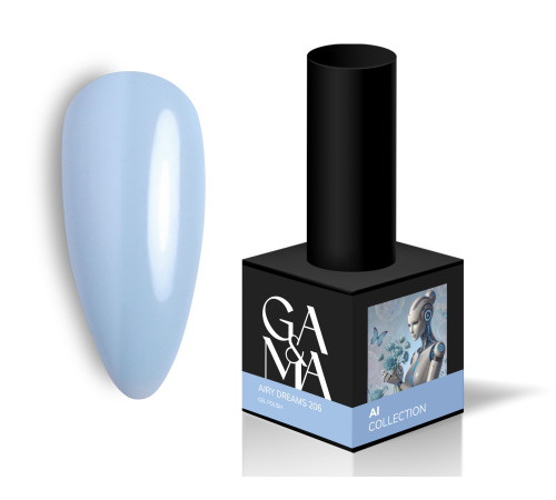 Гель-лак для нігтів GaMa Al collection №206 Airy Dreams, блакитний, 10 мл