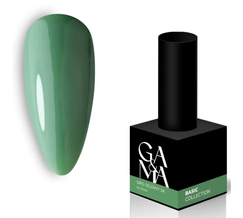 Гель-лак для нігтів GaMa Basic collection №034 сіро-зелений, 10 мл