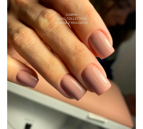 Nail gel polish GaMa Basic collection No. 051, coffee with milk, 10 ml