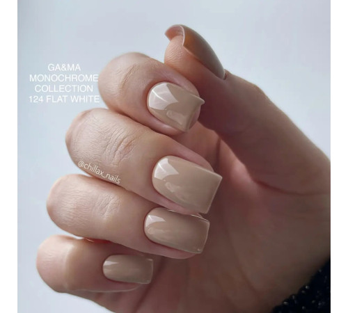 Гель-лак для нігтів GaMa Monochrome collection №124 Flat white капучіно, 10 мл