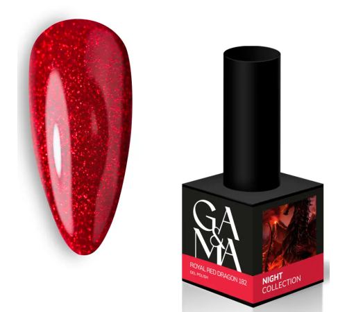 Гель-лак для нігтів GaMa Night collection №182 Royal Red dragon, 10 мл