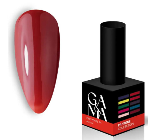 Гель-лак для нігтів GaMa Pantone №074 Fire Whirl, червоний, 10 мл