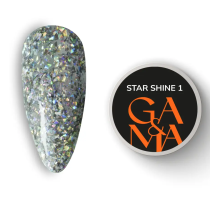 Гель-лак для нігтів GaMa Star shine №01, з срібними блискітками, 5 г