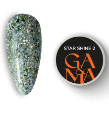 Гель-лак для нігтів GaMa Star shine №02, з зеленими блискітками, 5 г