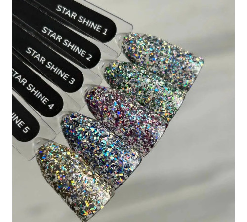 Гель-лак для нігтів GaMa Star shine №02, з зеленими блискітками, 5 г