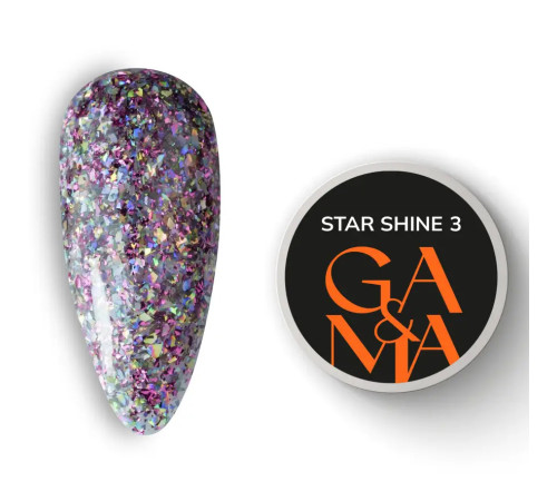 Гель-лак для нігтів GaMa Star shine №03, з рожевими блискітками, 5 г