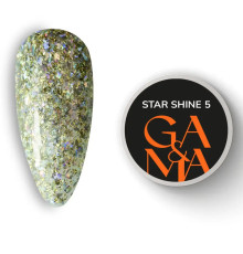 Гель-лак для нігтів GaMa Star shine №05, з жовтими блискітками, 5 г