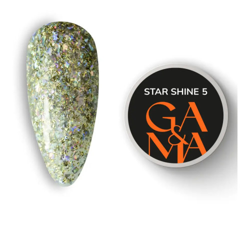 Гель-лак для нігтів GaMa Star shine №05, з жовтими блискітками, 5 г