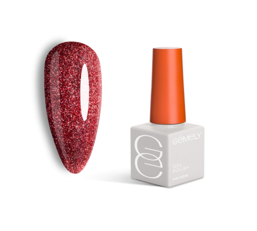 Gel nail polish Gemely Cat Color №012, cat`s eye, red, 6 ml