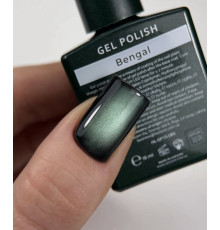 Гель-лак для ногтей HEYLOVE gel Polish Bengal, кошачий глаз, зеленый, 15 мл