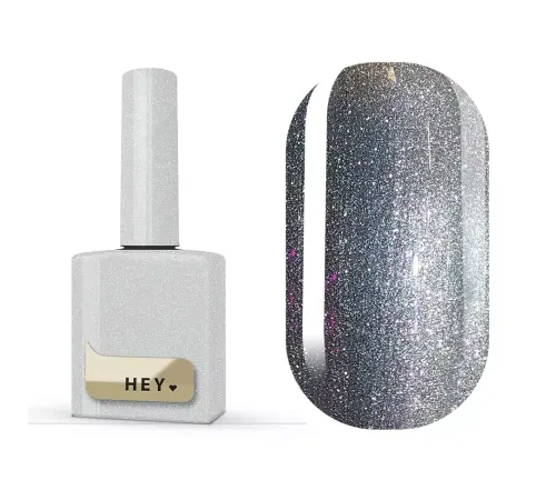 Гель-лак для нігтів HEYLOVE gel Polish Mirage, котяче око, срібний, 15 мл